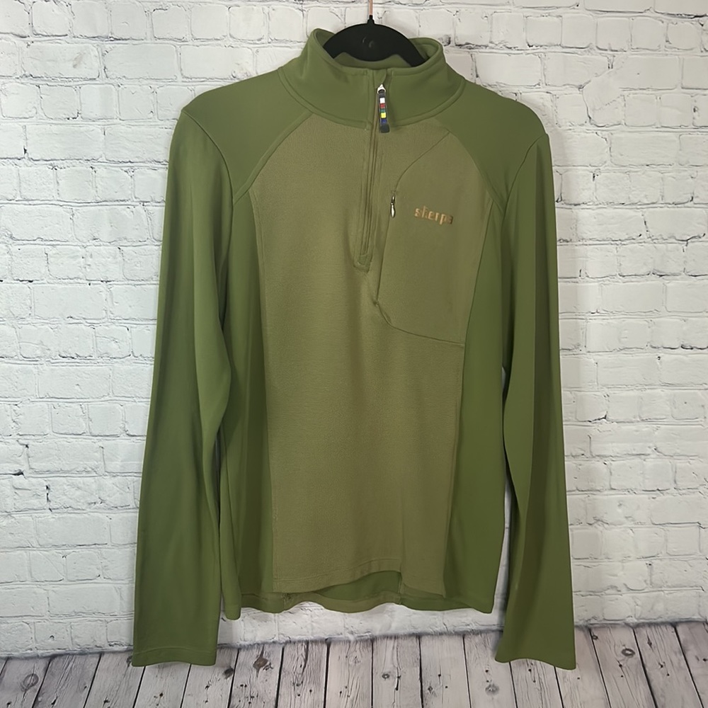 Sherpa Adventures Gear long sleeve 1/4 zip pullover turtleneck green UPF 50 Sz S